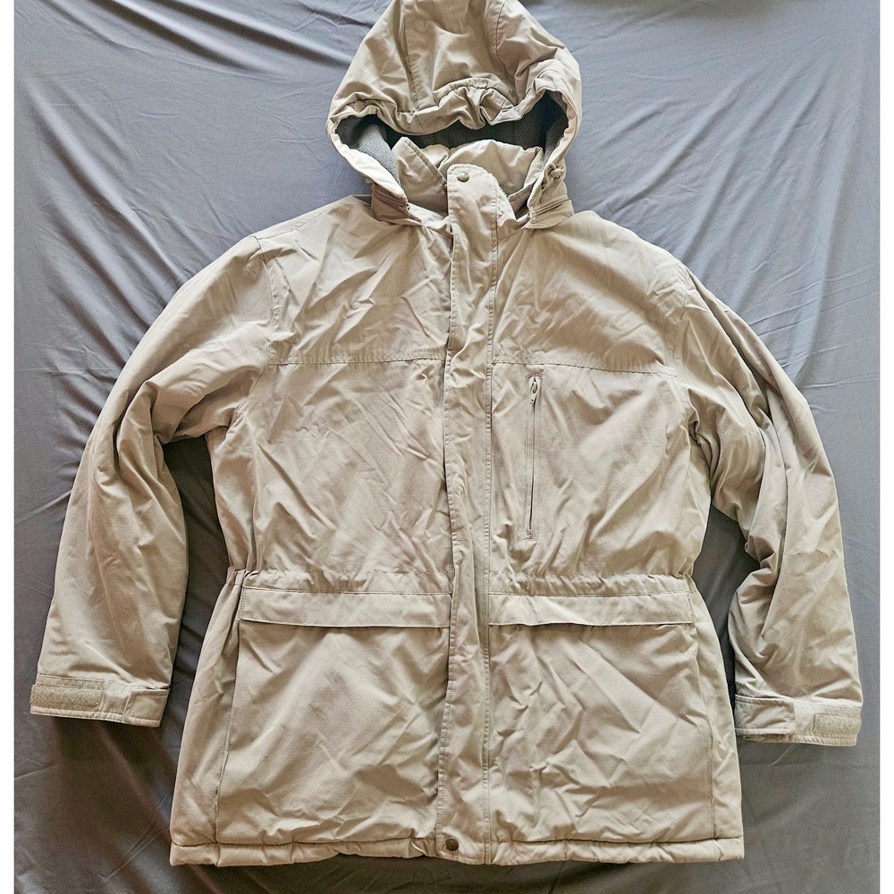 Covington Field Jacket Men Large Khaki Tan Hooded Fleece Lined Parka